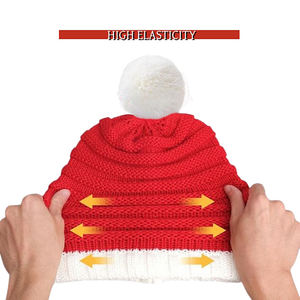 HZM-24240 elfe père noël bonnets noël tricoté chapeaux hiver chaud nouvel an rayures <span class=keywords><strong>pompon</strong></span> casquettes rouge <span class=keywords><strong>blanc</strong></span> vert pour hommes femmes enfants - Product Image 4