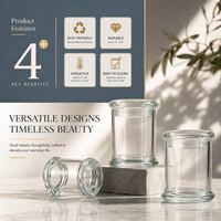 Vente en gros de pots à bougies en verre épais, contenants à bougies vides avec boîte d'emballage, logo personnalisé, plusieurs tailles, avec couvercle en verre