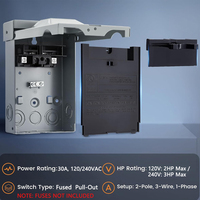 Boîtier de déconnexion CA extractible Hooanke 30A avec fusible, interrupteur métallique étanche 2 pôles 120/240 VCA NEMA 3R pour condenseur HVAC extérieur, ETL