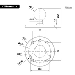 Support de tablette universel VINmounts à fixation murale avec boule de 1 pouce et bras de 9 cm pour tablettes de 8 à 13 pouces - Product Image 4