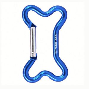 Custom Logo Dog Bone Shaped Aluminum Carabiner Metal Keychain <b>Clip</b> Spring <b>Hook</b> for Event Promotions - Product Image 1