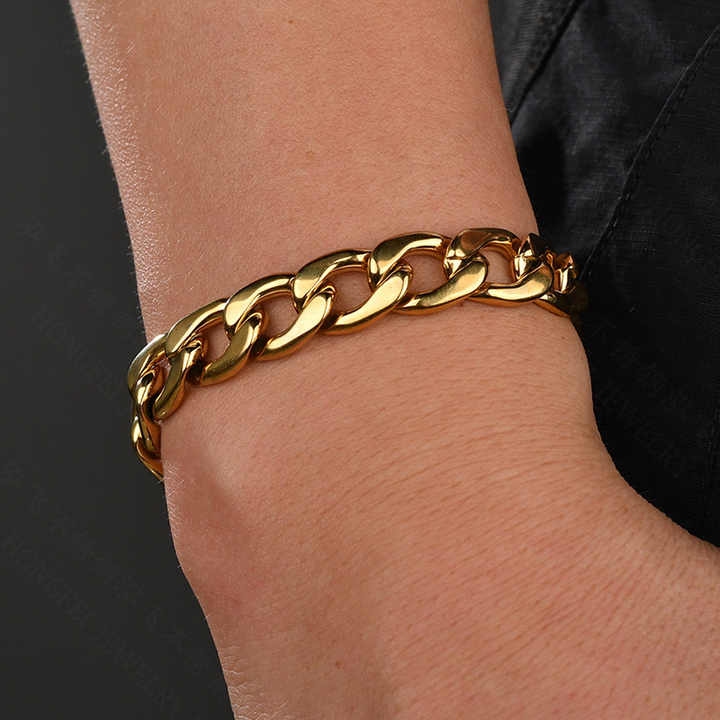 Pulsera Gruesa De Oro De 18 Quilates, Pulsera De Eslabones Omega, Pulsera Chapada En Oro De 5 Mm Para Ella, Pulsera De Eslabones Dorados, Pulsera Gruesa De Oro, Pulsera Para Mujer - España