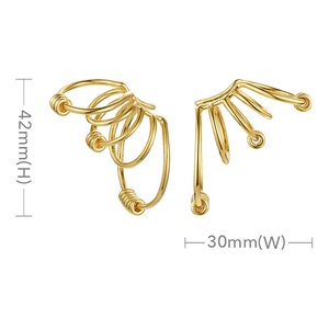 Mode 18K verguld messing sieraden multi-loop lijnen design geen oorgaatje oorbeentje <span class=keywords><strong>clip</strong></span> oorclip oorbellen E201174 - Product Image 2