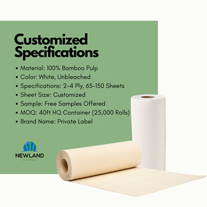 Rotolo di carta da cucina di bambù Premium per supermercati, catene di vendita al dettaglio e marchi di carta per la casa - Product Image 5