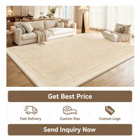 Modern Digital Printed Rug Large Minimalist Border Area Carpet Neutral Beige Rug for Modern Apartment Home Decoration