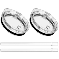 Couvercles de remplacement pour gobelets minces réutilisables sans BPA 20oz 30oz Gobelet en plastique VCPC Couvercle transparent et ensemble de pailles Couvercles pour gobelets