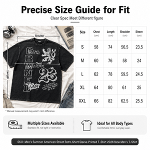 T-shirt en coton épais 260G pour homme, style vintage délavé, motif graphique, streetwear américain rétro, coupe ample, manches courtes, personnalisable - Product Image 4