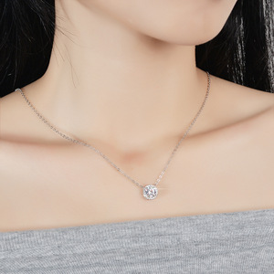 Boutiques de joyería de fábrica, venta al por mayor, collar con colgante Simple de moissanita redondo de plata S925 impermeable para mujer - Product Image 6