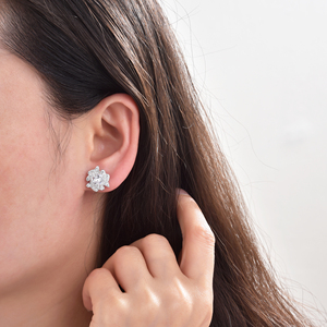 BAOXIN nouvelle <span class=keywords><strong>fleur</strong></span> Triangle Niche tempérament lumière luxe plein de diamant Rose 925 argent Sterling incrusté boucles d'oreilles polyvalentes - Product Image 2