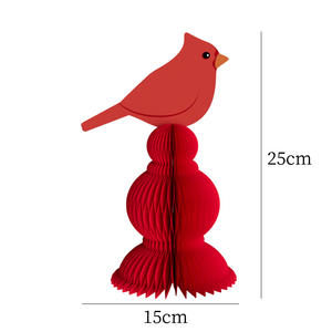 3D Honeycomb <strong>Paper</strong> Christmas <strong>Bird</strong> Ornaments Red <strong>Bird</strong> Tabletop Centerpieces <strong>Decorations</strong> for Home Christmas Party Supplies - Product Image 2