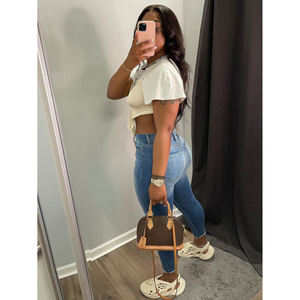 Pantalones de Mezclilla Azul Elegantes para Mujer, de Corte Recto, Ajustados, de Talle Alto, para las Cuatro Estaciones, Tallas Grandes 2XL XL, Estilo Mom Jeans - Product Image 5