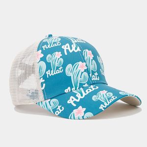 Casquette de camionneur en maille imprimée à sublimation pour femmes tropicales, queue de cheval incurvée, printemps, été, casquette de baseball extérieure pour femmes - Product Image 5