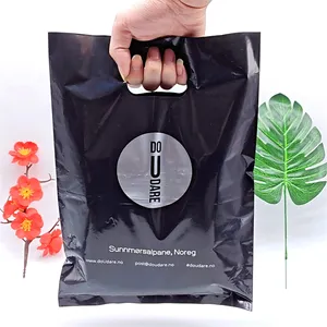 Fabrik direkt kundenspezifisches Logo gedruckt Griff Kunststoff stempelschneiden Einkaufstasche für Kleidung Verpackung Siebdruck Oberfläche Handhabung