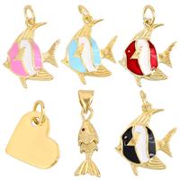 Pendentif unisexe Summer Love 2025 DIY, breloque en cuivre motif cœur et poisson tropical, accessoires de mode pour colliers et bracelets dorés, vente en gros