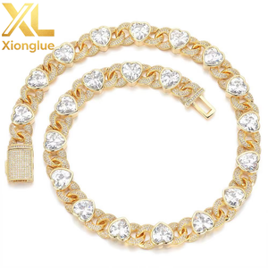 Collar Cubano con Zirconia en Forma de Corazón y Número 8 de 12 mm, Estilo Hip Hop, Personalizado, Accesorio para Hombre, Chapado en Oro de 18K, Regalo - Product Image 1