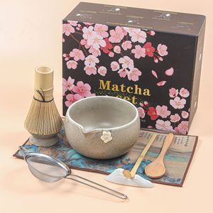 ชุดชงชาแบบญี่ปุ่น ถ้วยเซรามิกสำหรับมัทฉะ พร้อมก้านตีชา 100 ง่าม <span class=keywords><strong>ช้อน</strong></span>ชาเผาในเตาเผา - Product Image 1