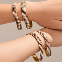 CELES Bijoux de mode Bracelet tennis de luxe en acier inoxydable plaqué or 18 carats avec fermoir montre et chaîne multi-rangs de diamants en zircon pour femme
