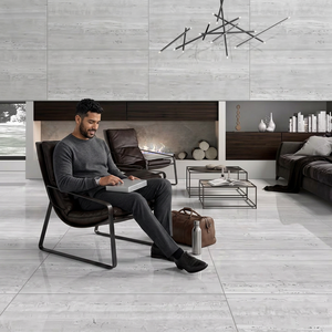 Travertino Grey 600x1200 Baldosas de porcelana pulida Baldosas de cerámica con aspecto de mármol de losa grande para uso interior y comercial - Product Image 1