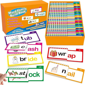 Vente en gros de livres personnalisés pour la construction de la famille des mots, cartes flash de phonétique, flipbooks, 30 livres à lire et à rimer, jeux éducatifs, jouet d'apprentissage - Product Image 1