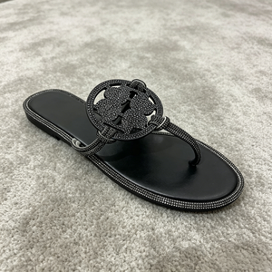 High Quality Luxury Full Diamond Hollow Women's Flip Flops Thin Double Diamond Strap <b>Clip</b> Toe Design Anti-Slip Breathable Summer - Product Image 2