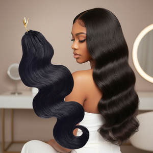Extensioni per capelli umani all'uncinetto pre-looped senza cuciture, colore naturale, grezzi vergini, ondulati, all'ingrosso, per donna - Product Image 6