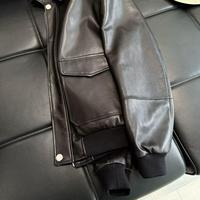 Blouson aviateur en cuir d'agneau noir véritable pour homme - Style vintage décontracté avec fermeture éclair, doublure patchwork, poignets côtelés, respirant