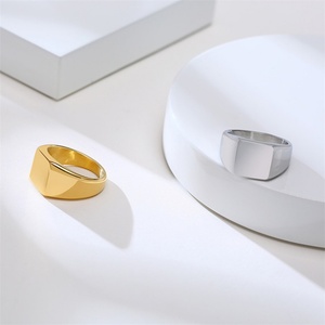 15year Factory Stainless Steel Gold Plated Custom Engraved Cluster Men's <b>Ring</b> - Product Image 2