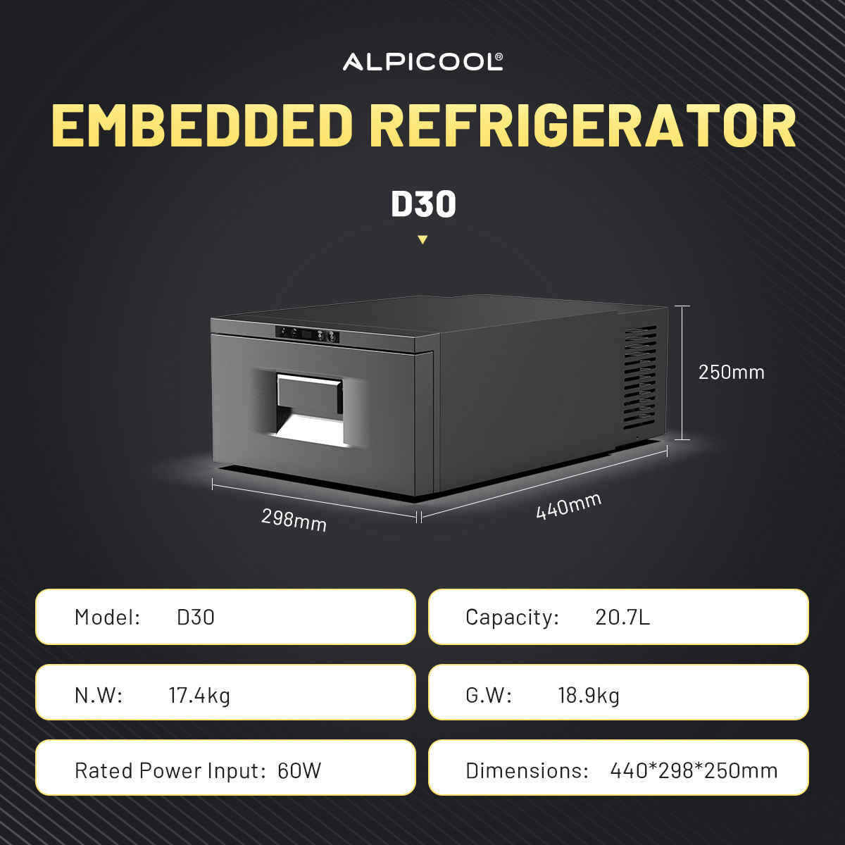 D30 20.7L Drawer Fridge Freezer - Portable & Efficient Cooling