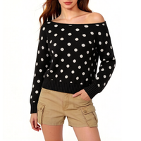 Pull-over à épaules dénudées pour femme en polyester/nylon/acrylique avec impression intégrale