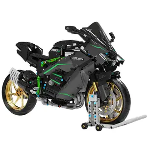 T4019 MOC H2R Super Racing Motorcycle Model Building Blocks Assembly creative Bricks Toys for kids