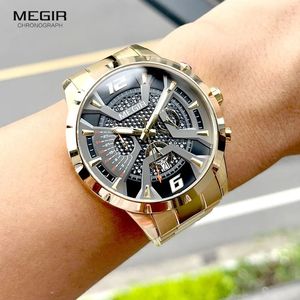นาฬิกาข้อมือ MEGIR 2221 โครโนกราฟ กันน้ำ เรืองแสง สปอร์ต สีเงิน ควอตซ์ สแตนเลส สำหรับผู้ชาย แฟชั่นลำลอง แสดงวันที่อัตโนมัติ - Product Image 4
