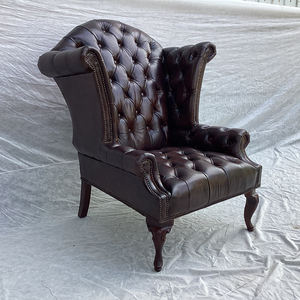Retro Getufte Echt Lederen Hoge Rugvleugelstoel Vintage Bruine <span class=keywords><strong>Wingback</strong></span> Chesterfield Stoel - Product Image 2