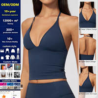 Débardeur de sport sans couture léger et moelleux, grande taille, avec logo personnalisé, col en V profond, dos nu, effet sculptant et rehausseur de silhouette, coupe courte