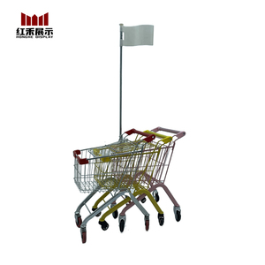 Hong He 20 Liters Wire Basket Kids Trolley <strong>Mini</strong> Supermarket Shopping <strong>Cart</strong> With Flag Cover for Baby Shopping <strong>Cart</strong> - Product Image 1