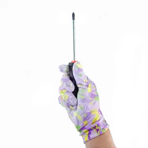 Durable Breathable Garden Construction Nylon PU Safety Gloves For General Purpose Garden Gloves