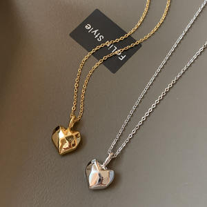 <strong>Fashionable</strong> and Versatile Brass Plated With 18k Gold&amp;Platinum Multi-Faceted Heart Pendant <strong>Necklace</strong> Women's Jewelry Wholesale - Product Image 4