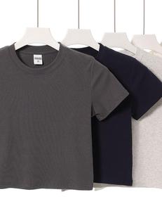 เสื้อยืดเอวลอยเข้ารูปของผู้หญิงผ้าคอตตอนผ้าสแปนเด็กซ์230gsm เสื้อครอปทรงสลิมฟิตสำหรับการออกแบบแบรนด์ - Product Image 2