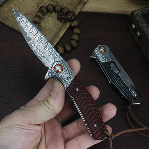 سكين صندل تكتيكي عالي الجودة أصفر قابل للطي من الدمشقي - Product Image 3