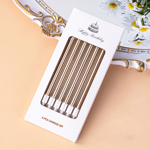 誕生日の結婚式のパーティーのための卸売6個のゴールドシルバー薄いケーキキャンドル - Product Image 6