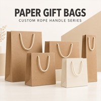 Sacs cadeaux en papier kraft imprimés sur mesure avec poignées en corde de coton, côtés à soufflets, emballage pour événements de vente au détail B182