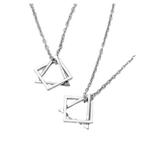 Collana Geometrica XL446 in Acciaio Inossidabile da <span class=keywords><strong>Uomo</strong></span>, Catena per Maglione a Triangolo e Quadrato, Elegante - Product Image 6