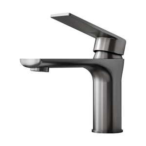Robinet de <span class=keywords><strong>lavabo</strong></span> en acier inoxydable épaissi et robuste, gris bronze, avec tuyau d'arrivée d'eau chaude et froide de 60 cm - Product Image 3