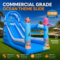 Tobogán Inflable de PVC con Diseño de Pulpo y Océano, Certificado EN14960, Fácil de Instalar, Garantía de 3 Años, Tamaño Personalizable