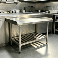 Comptoir de travail commercial en acier inoxydable pour cuisine professionnelle avec étagère inférieure à lattes pour restaurant et hôtel