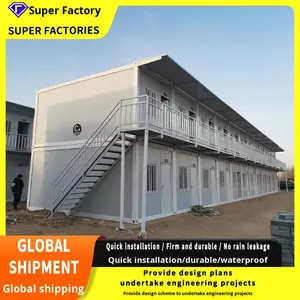 Maison préfabriquée en conteneurs à 2 étages avec <span class=keywords><strong>escalier</strong></span> en colimaçon et balcon, dortoir modulaire à montage rapide - Product Image 3