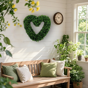 Guirnalda Artificial de Corazón de Boj Verde de 50 cm, Decoración Moderna y Ecológica para Bodas, Arcos, Paredes, Ventanas y Hogar - Product Image 4