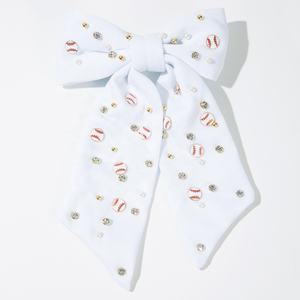 Nuevo Pasador de Pelo con Lazo de Béisbol de Diamantes de Imitación Brillantes, de Tela, con Perlas y Diamantes de Imitación, Estilo Deportivo Sencillo, Accesorios para el Cabello - Product Image 3