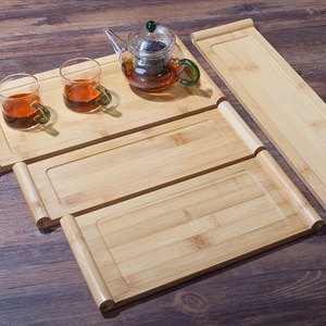 Plateau à thé rectangulaire en bambou, style simple, pour la maison, l'hôtel, le restaurant - Product Image 2