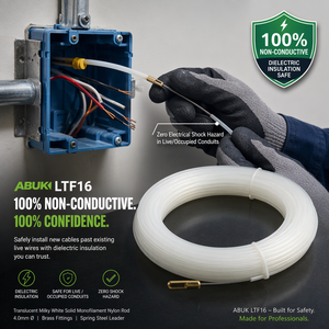 ABUK Tige de tirage en <span class=keywords><strong>nylon</strong></span> non conductrice 100% diélectrique pour câbles, 10M 15M 20M, Outil de tirage de fils pour conduits occupés - Product Image 1