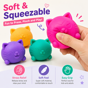 Cute <b>Cat</b> Shape Soft <b>Squishy</b> Toy, Colorful Slow Rebound Squeeze Stress Relief Toy for Kids Party Gifts Wholesale - Product Image 4